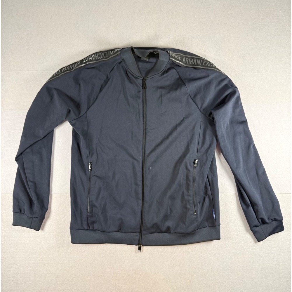 Armani Exchange Mens Logo Tape Track Jacket Navy Blue Full Zip XL 7VZMAJ ZJ6VZ